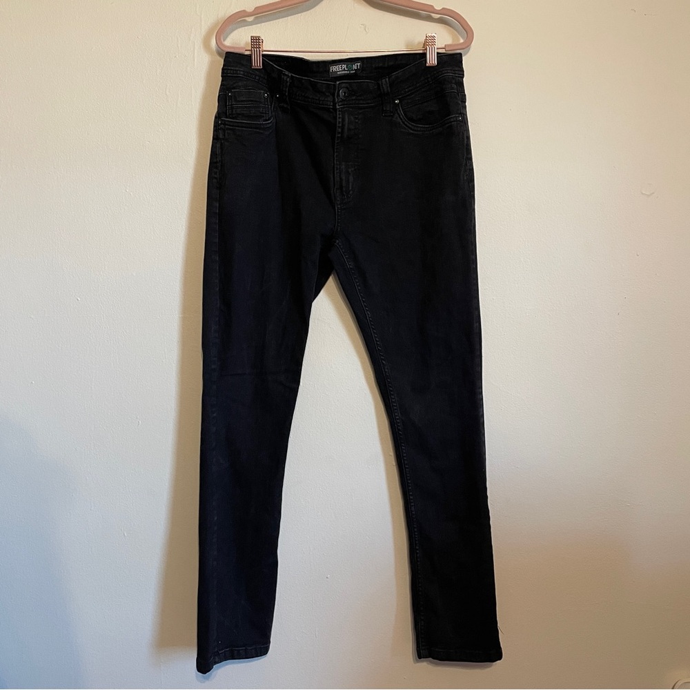 🔥 Free Planet | Sustainable Black Denim Slim Leg Jeans 34x32